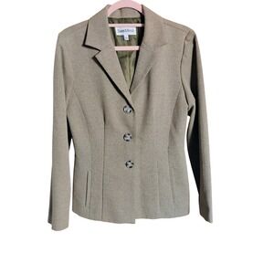 Danny & Nicole Womens Green Blazer Size 8 Tailored Career Office Jacket